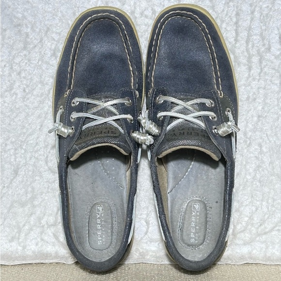Sperry Womens Blue Leather/Fabric TopSider Boat Deck SlipOn Casual Shoes SZ 9 M - Picture 5 of 11